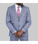 Abbott Blue Tweed Check Three Piece Suit For Men