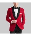 Black Notch Slim Fit Tuxedo Red Jacket for Men