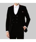 Black Velvet 3 Piece Wedding Suit for Men