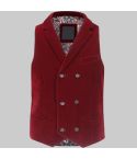 Burgundy Velvet Double Breasted Collar Waistcoat