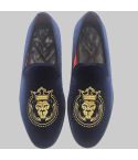 Fashion Embroidered Velvet Loafer Navy