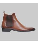 For Men Tan Calf Leather Chelsea Boots