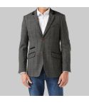 Gray Tweed Check Blazer for Men