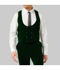 Green Low U Cut Velvet Waistcoat for Men