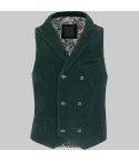 Green Velvet Double Breasted Collar Waistcoat