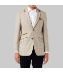 Herringbone Tweed Check in Tan for Men