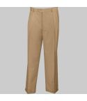 Khaki Dress Pants Regular Leg Pleated Pre-hemmed With Cuffs