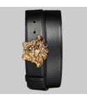 Medusa Head Leather Belt Black for Men