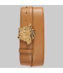 Medusa Head Leather Belt Gold for Men