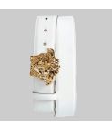 Medusa Head Leather Belt White for Men
