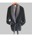 Mens Black Velvet Smoking Jacket Robe