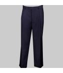 Navy Regular Leg Pleated Pants  With Cuffs