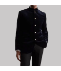 Nehru Collar Navy Velvet Tuxedo Jacket for Men