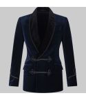 Plain Velvet Navy Smoking Jacket