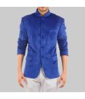 Premium Royal Blue Velvet Nehru Collar Blazer Jacket