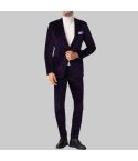 Purple Notch Lapel Velvet 2 Piece Suit for Men
