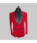Quilted Red Velvet Jacket for Men