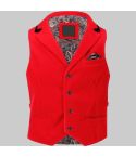 Red Velvet Collar Waistcoat for Men