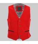 Red Velvet Plain Waistcoat for Men