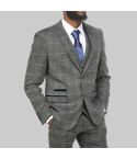 Scott Grey Check Peaky Blinder Tweed Suit for Men