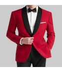 Slim Fit Shawl Lapel Dinner Jacket, Red for Men