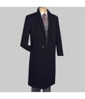 Wool and Cashmere Regular Fit Dress Top Coat Long in Black