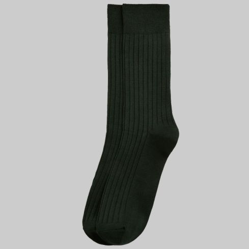 Black Fine Ribbed Socks for Men