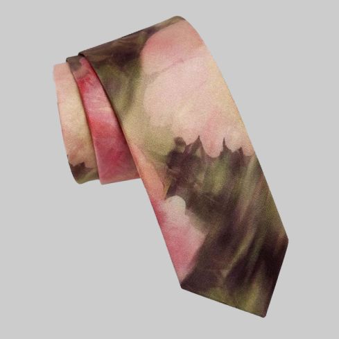 BLURTIE ABSTRACT FLORAL SILK SKINNY TIE