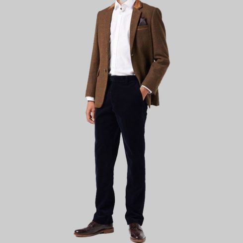 Brown Tweed Check Jacket for Men