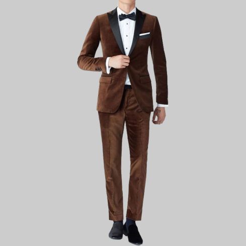 Brown Velvet Tuxedo 2 PIECE Suit for Men