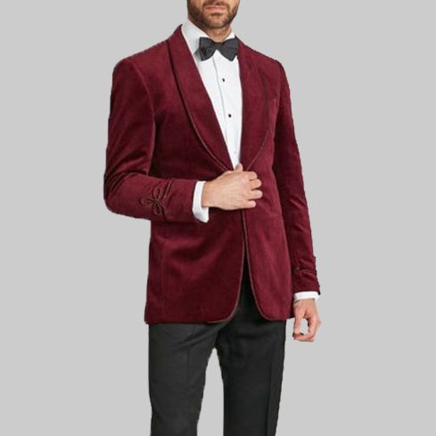 Burgundy Velvet Jacket for Men