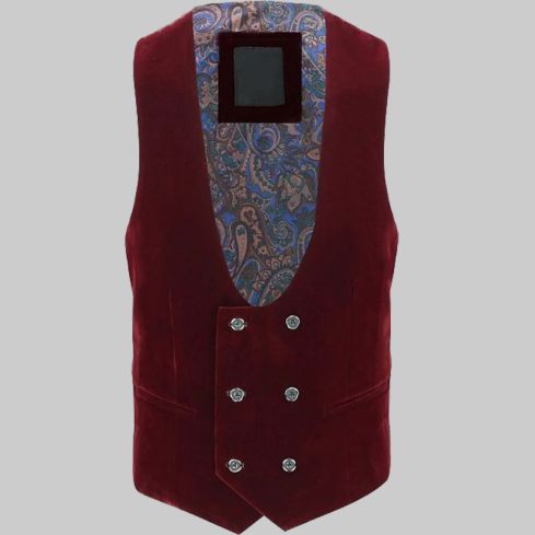Burgundy Velvet Low U Waistcoat