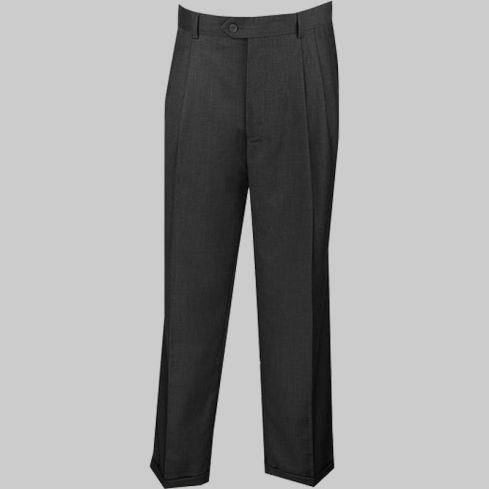 Charcoal Dress Pants Regular Leg Pleated With Cuffs