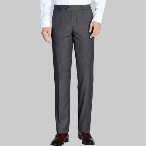 Charcoal Slim Fit Dress Pants Flat Front