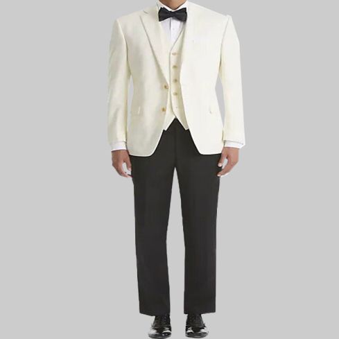 Classic Fit 3 Piece White Suit