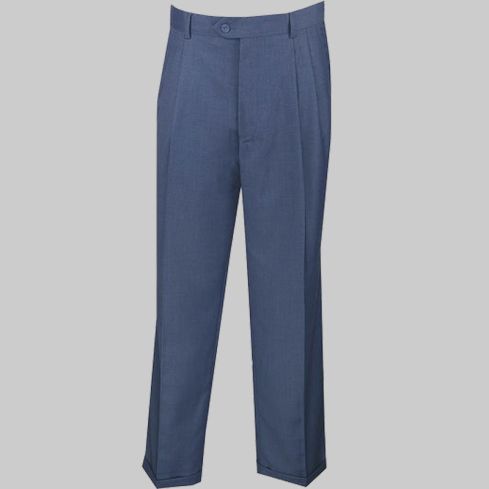 Dress Pants Regular Fit Leg Pleated With Cuffs in Blue