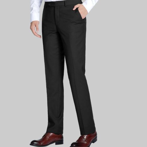 Dress Pants Regular Leg Un-Hemmed Bottoms in Black