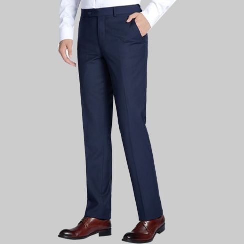 Dress Pants Regular Leg Un-Hemmed Bottoms in Navy