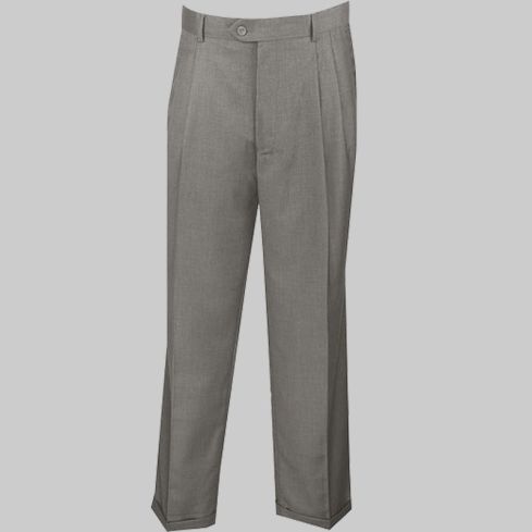 Gray Dress Pants Regular Leg Pleated Pants Pre-hemmed With Cuffs
