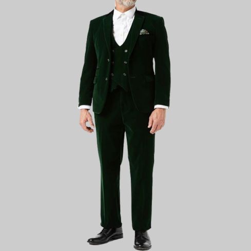 Green Velvet 3 Piece Wedding Suit for Men