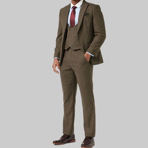 Houndstooth Brown Tweed Suit for Men