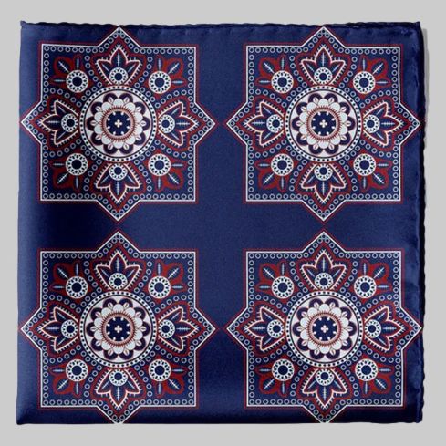 Imperial Ajrak Silk Pocket Square for Men