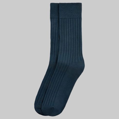 Indigo Fine Ribbed Socks for Men