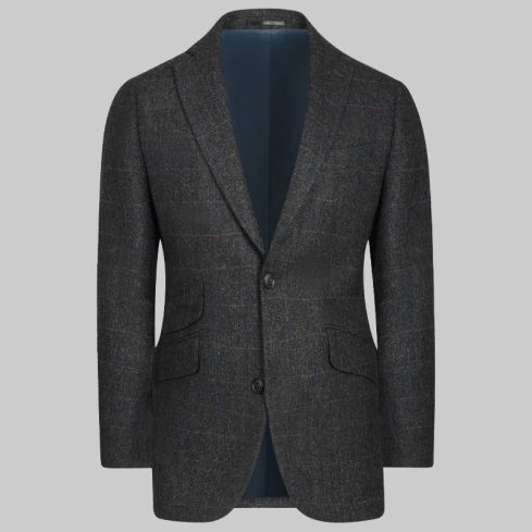 Lambswool Windowpane, Charcoal for Men