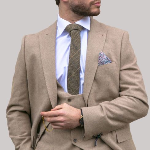 Men Tan Brown Double Breasted Jacket