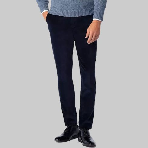 Mens Navy Velvet Pant