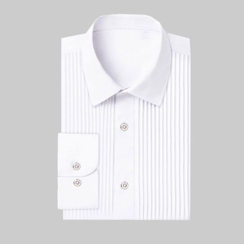 MENS PLEATED TUXEDO SHIRT WHITE