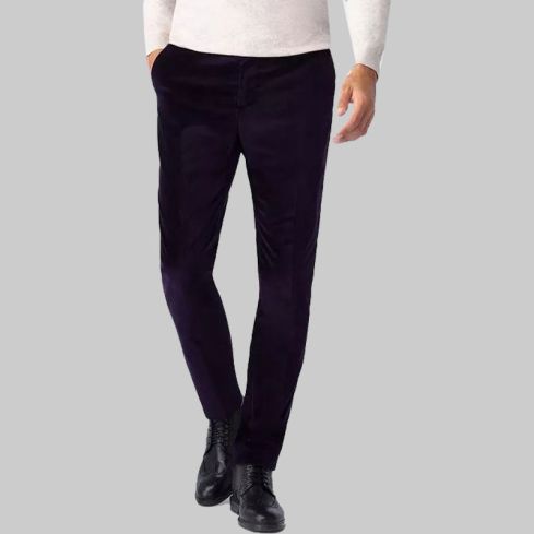 Mens Purple Velvet Pant