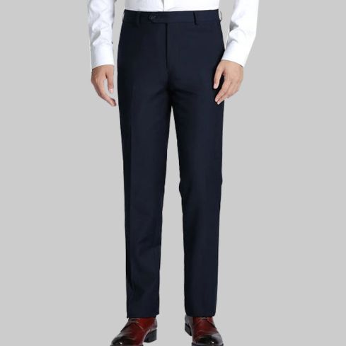 Navy Dress Pants Regular Leg Flat Front Pants
