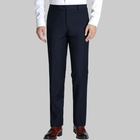 Navy Slim Fit Dress Pants Flat Front